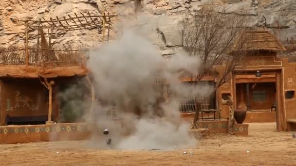 Bom Blast Landelijk Huis Rajasthan India — Stockvideo