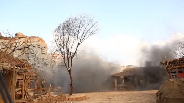 Сельский Дом Взрывом Бомбы Раджастхане Индия — стоковое видео