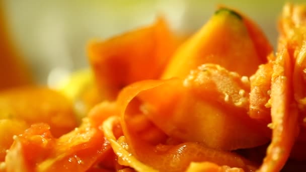 Papaya Fruit Cut Dices — Stock Video