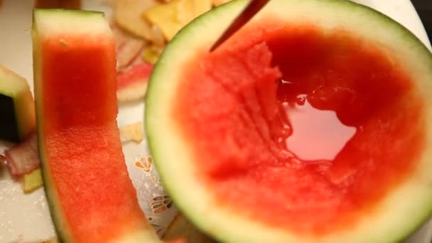 Closeup Indian Fruits Watermelon — Stock Video