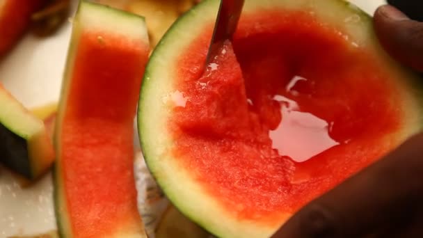 Närbild Indiska Frukter Vattenmelon — Stockvideo