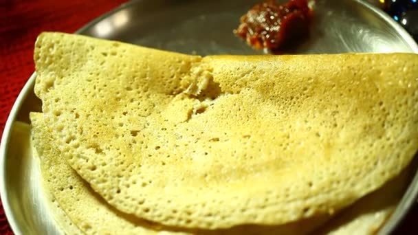 Zuid Indiase Ontbijt Dosa — Stockvideo