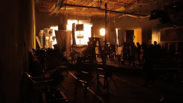 Film Crew Silhouette Lavoro Luglio 2023 Hyderabad India — Video Stock