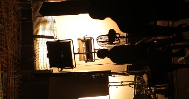 Filmcrew Silhouette Vertikal Juli 2023 Hyderabad Indien — Stockvideo