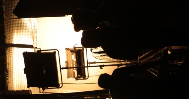 Film Crew Silhouette Verticale Lug 2023 Hyderabad India — Video Stock