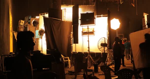 Sylwetka Ekipy Filmowej Pracy Lipca 2023 Hyderabad Indie — Wideo stockowe