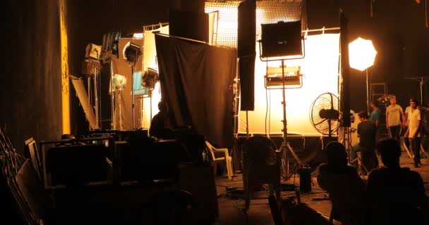 Film Crew Silhouette Travail Juillet 2023 Hyderabad Inde — Video