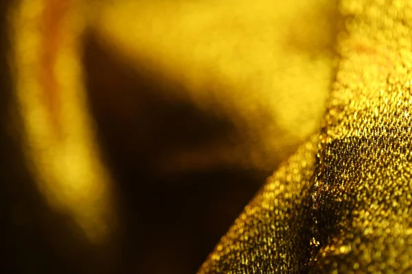 Abstract Gouden Doek Textuur Macro Shot — Stockfoto