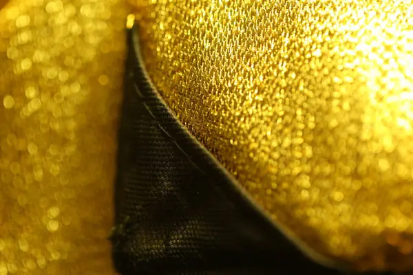 Abstraktes Gold Stoff Textur Makroaufnahme — Stockfoto