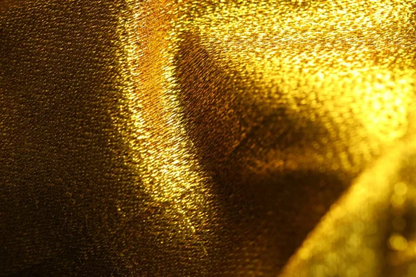 Abstraktní Zlatá Tkanina Textura Makro Shot — Stock fotografie