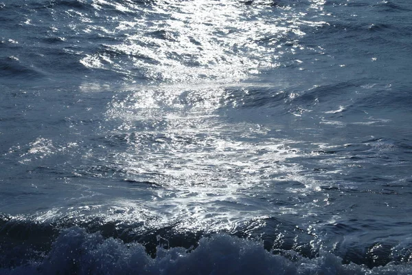 Oceano Onde Mare Acqua Tempesta Notte Chiaro Luna — Foto Stock