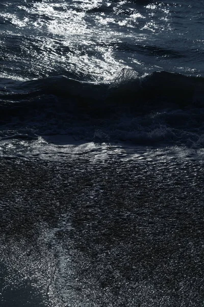 Vatten Vågor Havet Vid Månsken — Stockfoto