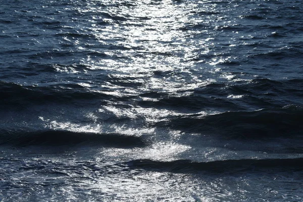Wasserwellen Meer Bei Mondschein — Stockfoto