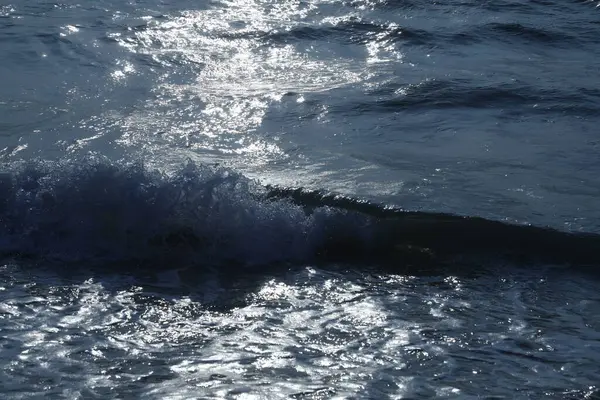 Водні Хвилі Морі Під Місячним Сяйвом — стокове фото