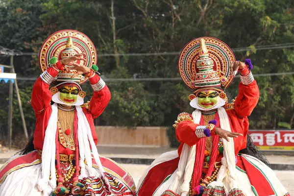 Geleneksel Halk Dansçısı Munnar Kerala Hindistan Eylül 2023 — Stok fotoğraf