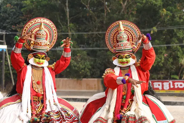 Традиционный Народный Танцор Муннар Керала Индия Сентября 2023 Года — стоковое фото