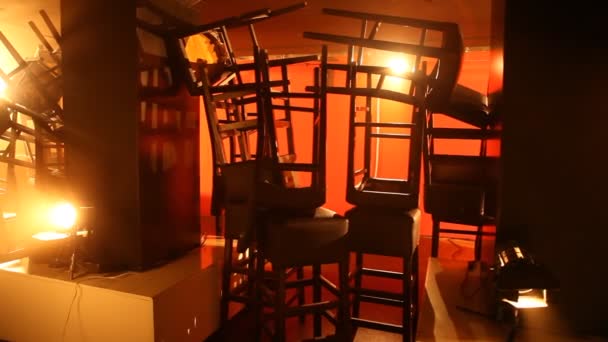 Židle Restauraci Odkládací Místnost — Stock video