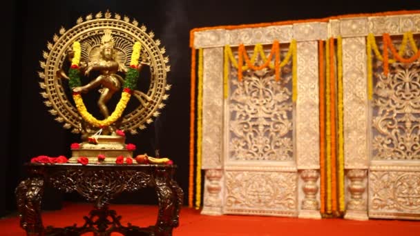 Hinduistische Gottesstatue Tempel Indien — Stockvideo