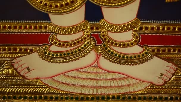 Hindistan Tapınağında Hindu Tanrısı Heykeli — Stok video