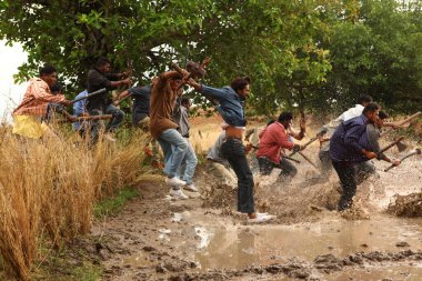 Hyderabad 'daki film dövüşçüleri Hindistan 25 Şubat 2024