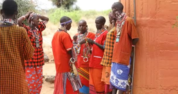 Masai Stammar Kenya Afrika Mars 2024 — Stockvideo