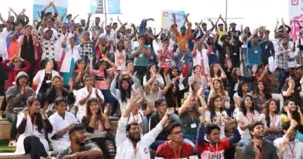 Estudantes Indianos Batendo Palmas Progrom Hyderabad Índia Março 2024 — Vídeo de Stock