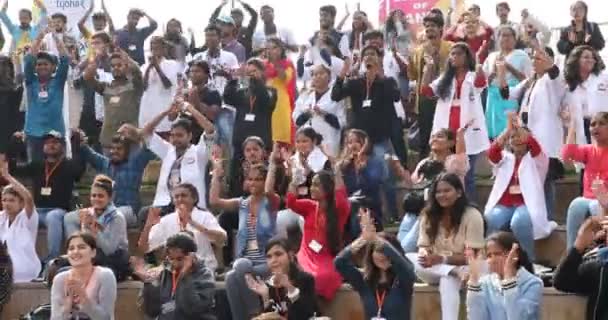 Indian Students Clapping Progrom Hyderabad India 10Th March 2024 — Stock Video