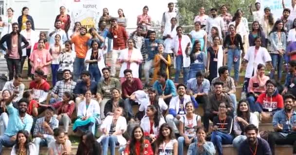 Indičtí Studenti Hledišti Pod Širým Nebem Března 2024 Hyderabad Indie — Stock video