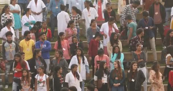 Estudiantes Indios Auditorio Aire Libre Marzo 2024 Hyderabad India — Vídeos de Stock