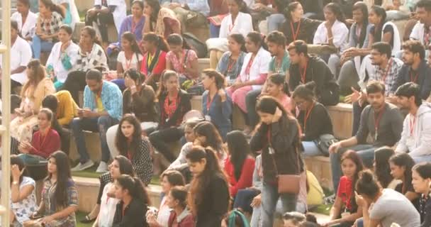 Индийские Студенты Открытом Воздухе Аудитория Марта 2024 Хайдарабад Индия — стоковое видео
