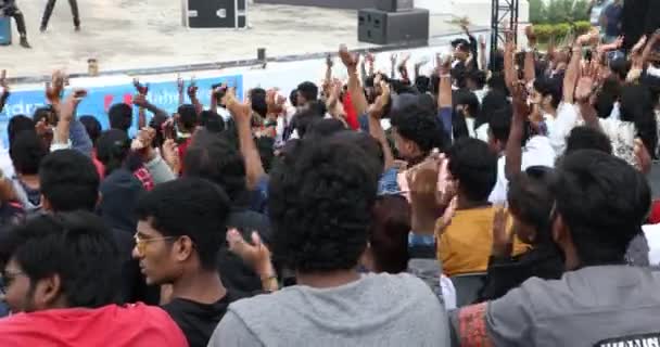 Індійські Студенти Під Відкритим Небом Аудиторія Березня 2024 Хайдарабад Індія — стокове відео