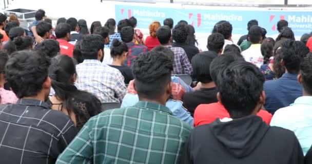 Hintli Öğrenciler Mart 2024 Hyderabad Hindistan Açık Hava Konferans Salonunda — Stok video