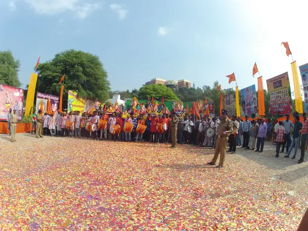 stock image Ganesa Visarjan begins in Hyderabad India 10th May 2024