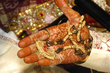 Geleneksel Hindu Düğününde Yeni Çift Eller