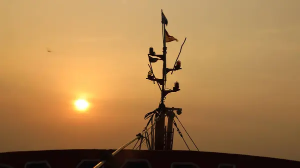 stock image Fishermen boat in water India