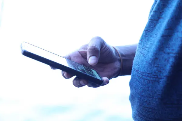 stock image Male Model hands with cell phone