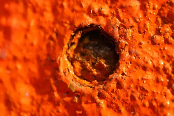 stock image Orange paint on Old Metal Texture Macro shot