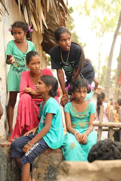 stock image Indian poor Children watching Hyderabad India 5th July 2024