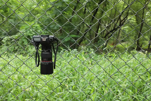 stock image Camera on a Metal Fence at Jail Hyderabad India 1st Sep 2024