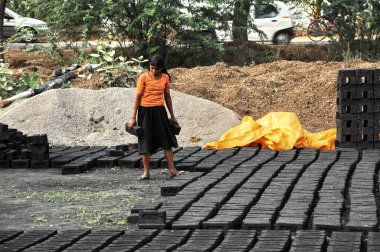 Hintli fakir kadın işçi Hyderabad Hindistan 15 Temmuz 2025