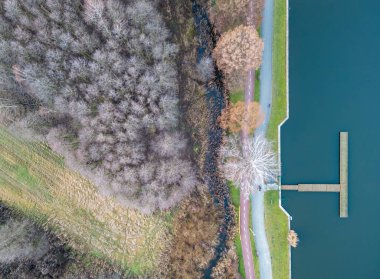 Public park called Lewityn in Pabianice City - view from drone