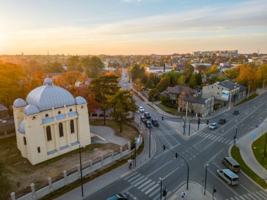 View at Pabianice city from a drone