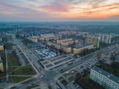 View at Pabianice city from a drone