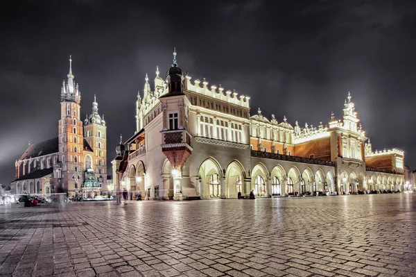 stock image Cloth Hall and St Mary s Church at Main Market Square in Cracow  Poland