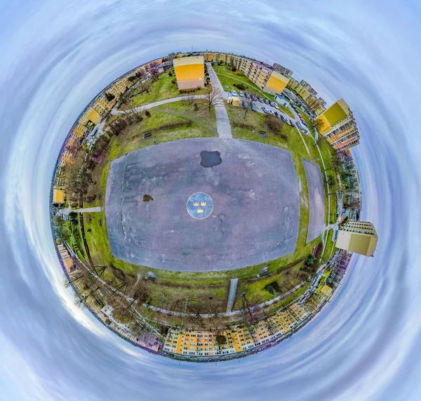 Минипланета Вид Город Беспилотника — стоковое фото