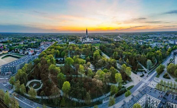 Jasna Gora Czestochowa Polonia Vista Desde Dron Imagen de archivo