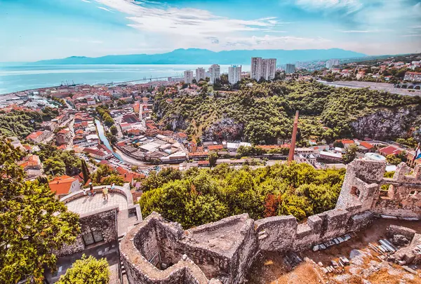 Rijeka - Trsat Kalesinden panoramik manzara - Hırvatistan