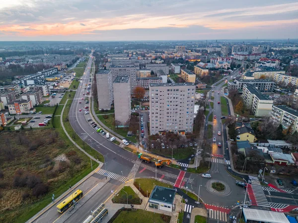 View from a drone on Pabianice - Bus depot in the Bugaj estate