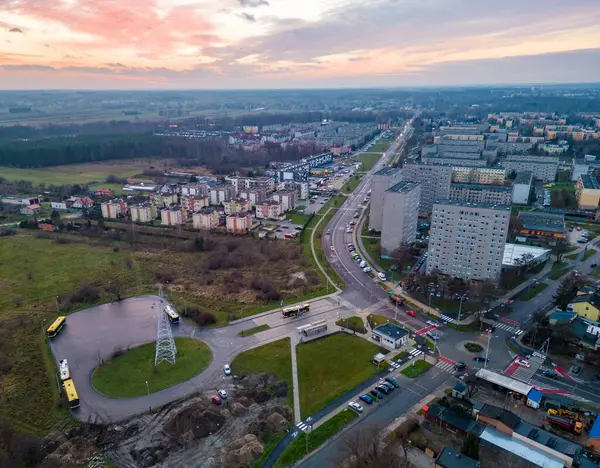 View from a drone on Pabianice - Bus depot in the Bugaj estate