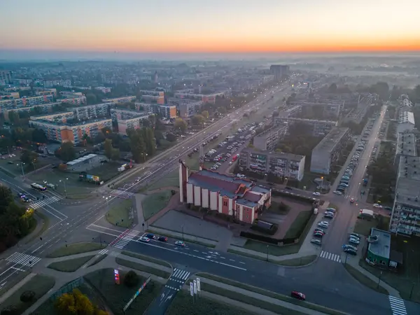 Public park called Lewityn in Pabianice City in autumn vibes- view from a drone